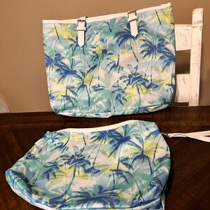NWOT Tropical Palm Tree Tote Bag Set